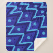 Blue Zig Zags Dots Funky Pattern  Sherpadecke (Vorderseite)