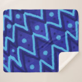 Blue Zig Zags Dots Funky Pattern Sherpadecke (Vorderseite (Horizontal))