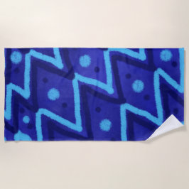 Blue Zig Zags Dots Funky Pattern  Strandtuch