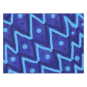 Blue Zig Zags Dots Funky Pattern Tischdecke (Vorderseite (Horizontal))