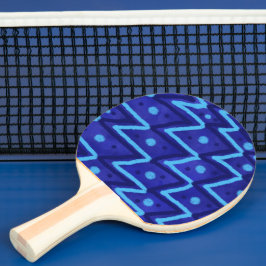 Blue Zig Zags Dots Funky Pattern Tischtennis Schläger