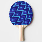 Blue Zig Zags Dots Funky Pattern Tischtennis Schläger (Vorderseite)