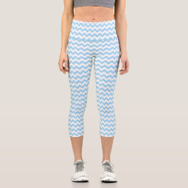 Blue Zigzag, Blue Zickzack, geometrisches Muster Capri Leggings