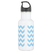 Blue Zigzag, Blue Zickzack, geometrisches Muster Edelstahlflasche (Rückseite)