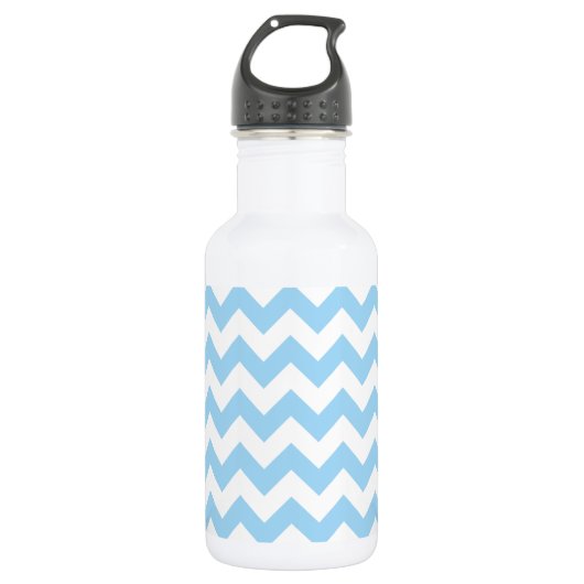 Blue Zigzag, Blue Zickzack, geometrisches Muster Edelstahlflasche (Vorderseite)