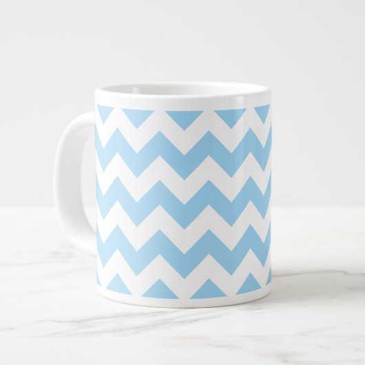 Blue Zigzag, Blue Zickzack, geometrisches Muster Jumbo-Tasse (Vorderseite Links)