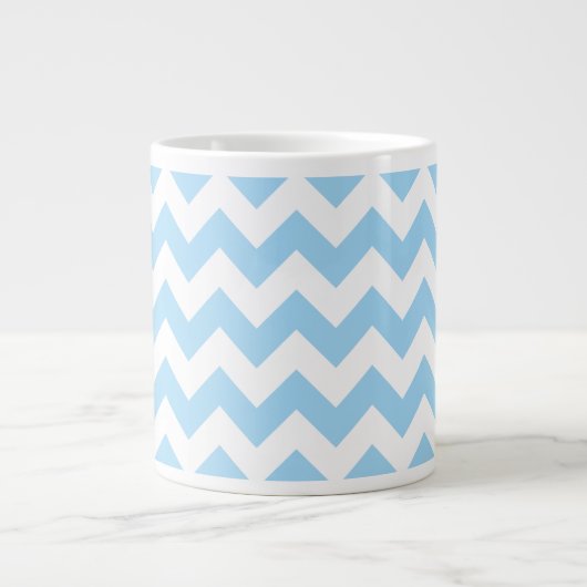 Blue Zigzag, Blue Zickzack, geometrisches Muster Jumbo-Tasse (Vorderseite)