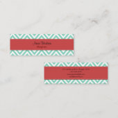 Blue Zigzag, Blue Zickzack, geometrisches Muster Mini Visitenkarte (Vorne/Hinten)