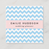 Blue Zigzag, Blue Zickzack, geometrisches Muster Quadratische Visitenkarte (Vorderseite)