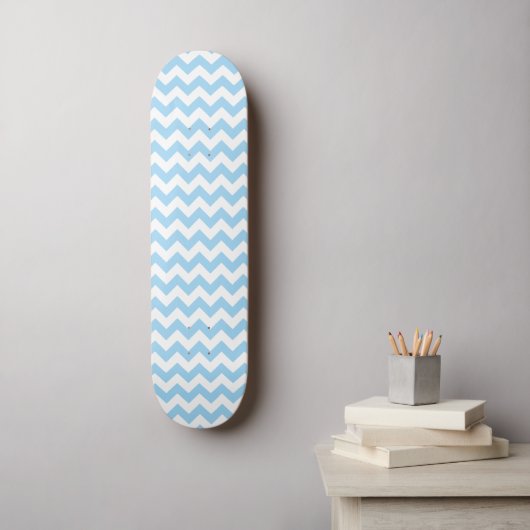 Blue Zigzag, Blue Zickzack, geometrisches Muster Skateboard (Wandkunst)