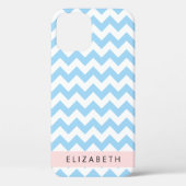 Blue Zigzag, Blue Zickzack, Wave Pattern, Ihr Name Case-Mate iPhone Hülle (Rückseite)