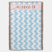 Blue Zigzag, Blue Zickzack, Wave Pattern, Ihr Name Decke (Vorderseite Vertikal)