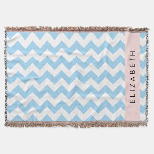 Blue Zigzag, Blue Zickzack, Wave Pattern, Ihr Name Decke (Vorderseite)
