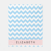 Blue Zigzag, Blue Zickzack, Wave Pattern, Ihr Name Fleecedecke (Vorderseite)