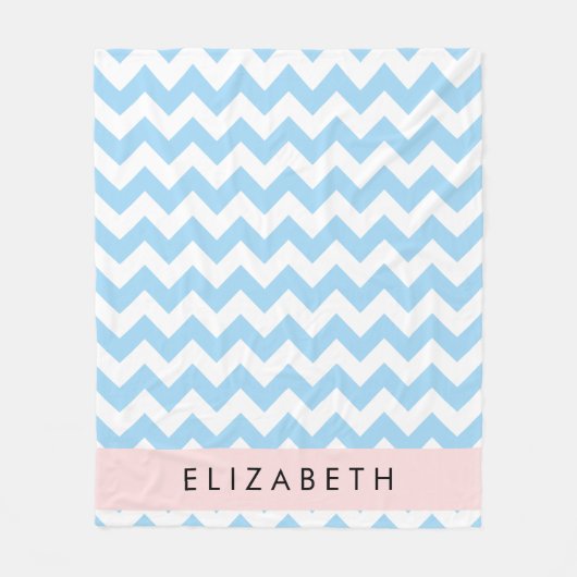 Blue Zigzag, Blue Zickzack, Wave Pattern, Ihr Name Fleecedecke (Vorderseite)