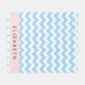 Blue Zigzag, Blue Zickzack, Wave Pattern, Ihr Name Fleecedecke (Vorderseite (Horizontal))