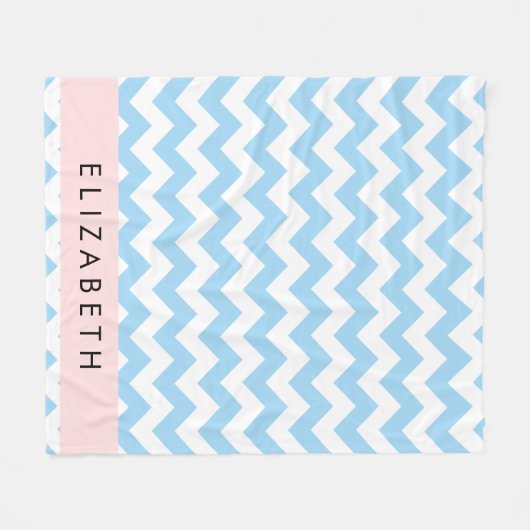 Blue Zigzag, Blue Zickzack, Wave Pattern, Ihr Name Fleecedecke (Vorderseite (Horizontal))