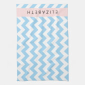Blue Zigzag, Blue Zickzack, Wave Pattern, Ihr Name Geschirrtuch (Vertikal)