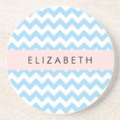 Blue Zigzag, Blue Zickzack, Wave Pattern, Ihr Name Getränkeuntersetzer (Vorne)