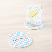 Blue Zigzag, Blue Zickzack, Wave Pattern, Ihr Name Getränkeuntersetzer (Seite)