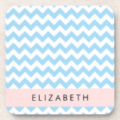 Blue Zigzag, Blue Zickzack, Wave Pattern, Ihr Name Getränkeuntersetzer (Vorderseite)