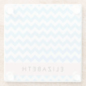 Blue Zigzag, Blue Zickzack, Wave Pattern, Ihr Name Glasuntersetzer (Rückseite)