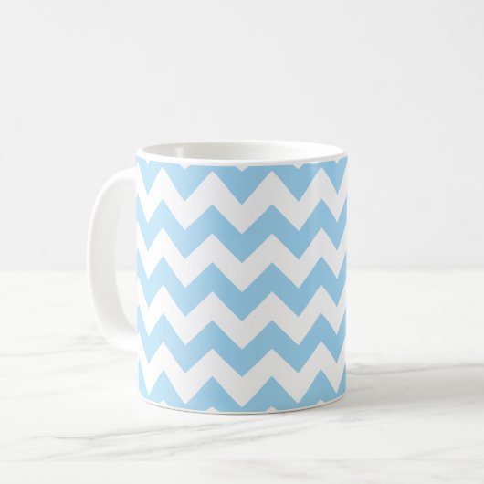 Blue Zigzag, Blue Zickzack, Wave Pattern, Ihr Name Kaffeetasse (Vorderseite Links)