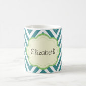 Blue Zigzag, Blue Zickzack, Wave Pattern, Ihr Name Kaffeetasse (Mittel)