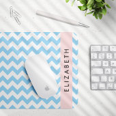 Blue Zigzag, Blue Zickzack, Wave Pattern, Ihr Name Mousepad