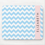 Blue Zigzag, Blue Zickzack, Wave Pattern, Ihr Name Mousepad (Vorne)
