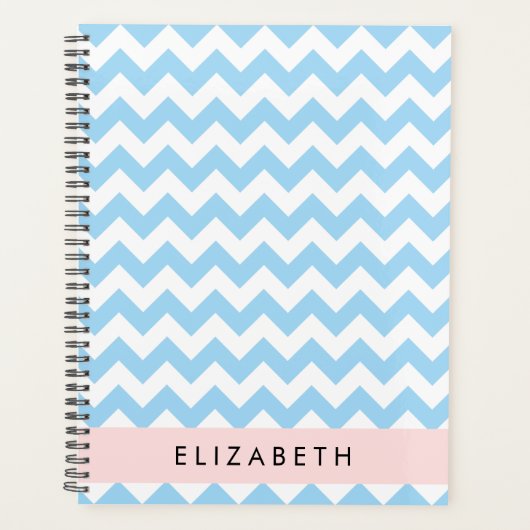 Blue Zigzag, Blue Zickzack, Wave Pattern, Ihr Name Planer (Vorderseite)