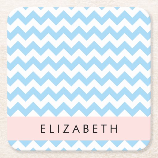 Blue Zigzag, Blue Zickzack, Wave Pattern, Ihr Name Rechteckiger Pappuntersetzer (Vorderseite)