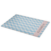 Blue Zigzag, Blue Zickzack, Wave Pattern, Ihr Name Schneidebrett (Ecke)