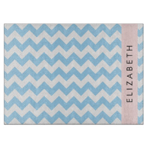 Blue Zigzag, Blue Zickzack, Wave Pattern, Ihr Name Schneidebrett