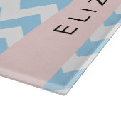 Blue Zigzag, Blue Zickzack, Wave Pattern, Ihr Name Schneidebrett (Ecke)