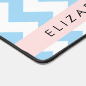 Blue Zigzag, Blue Zickzack, Wave Pattern, Ihr Name Schreibtischunterlage (Ecke)