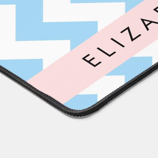 Blue Zigzag, Blue Zickzack, Wave Pattern, Ihr Name Schreibtischunterlage (Ecke)