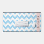 Blue Zigzag, Blue Zickzack, Wave Pattern, Ihr Name Schreibtischunterlage (Tastatur & Maus)