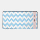 Blue Zigzag, Blue Zickzack, Wave Pattern, Ihr Name Schreibtischunterlage (Vorderseite)