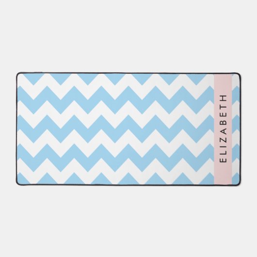 Blue Zigzag, Blue Zickzack, Wave Pattern, Ihr Name Schreibtischunterlage (Vorderseite)