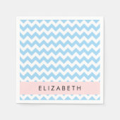 Blue Zigzag, Blue Zickzack, Wave Pattern, Ihr Name Serviette (Vorderseite)