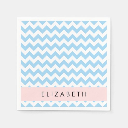 Blue Zigzag, Blue Zickzack, Wave Pattern, Ihr Name Serviette (Vorderseite)