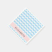 Blue Zigzag, Blue Zickzack, Wave Pattern, Ihr Name Serviette (Ecke)