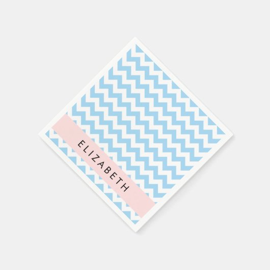 Blue Zigzag, Blue Zickzack, Wave Pattern, Ihr Name Serviette (Ecke)