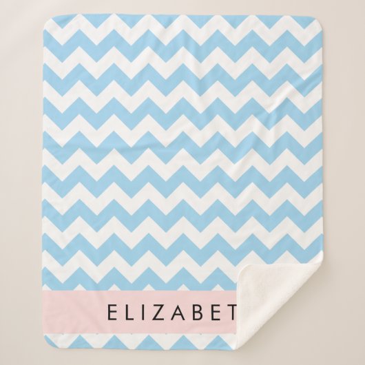 Blue Zigzag, Blue Zickzack, Wave Pattern, Ihr Name Sherpadecke (Vorderseite)