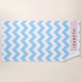 Blue Zigzag, Blue Zickzack, Wave Pattern, Ihr Name Strandtuch (Vorderseite)