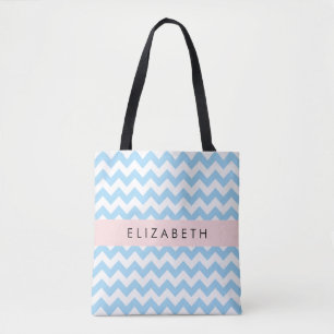 Blue Zigzag, Blue Zickzack, Wave Pattern, Ihr Name Tasche