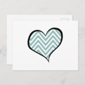 Blue Zigzag, Blue Zickzack, Zigzag Muster, Herz Postkarte (Vorne/Hinten)