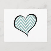 Blue Zigzag, Blue Zickzack, Zigzag Muster, Herz Postkarte (Vorderseite)