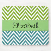 Blue Zigzag, Green Zigzag, Zickzack, Ihr Name Mousepad (Vorne)